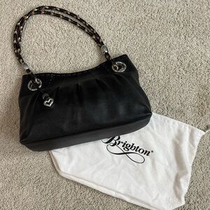 Brighton Black Hobo Bag with Silver Accents